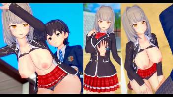 [Eroge Koikatsu! ] Big breasts jk "Azusa (Orichara)" boobs rubbed H! (Big breast animation 3DCG video [hentai game])